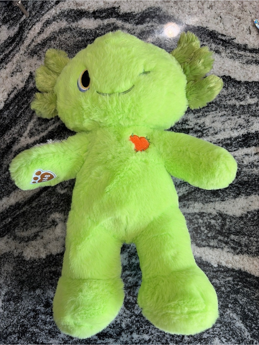 Build-A-Bear Halloween Zombie Axolotl Green Plush Stitched Heart